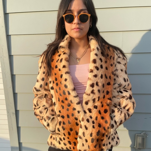 Jackets & Blazers - Vtg Y2K 90’s Leopard Spot Rabbit Fur Coat Glam Lux Old Money NOS PUFFY Hollywood